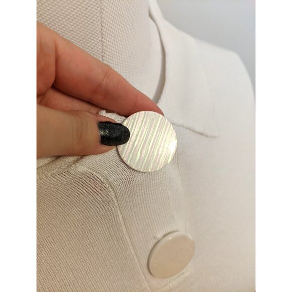Storets Womens White Knit Polo Crop Top Statement Buttons Summer Scandi Sz S - Picture 3 of 8